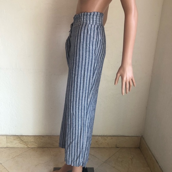 Land’ n Sea Blue/White Striped Elastic Linen Blend Casual Pants Women’s Size L - Picture 4 of 16